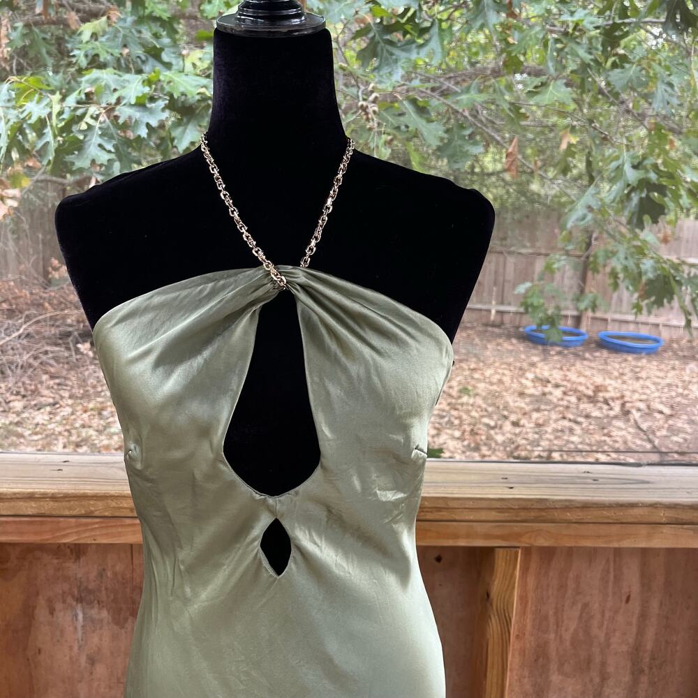 Reformation Yesenia Green 100% Silk Maxi Dress Size S - Picture 6 of 11